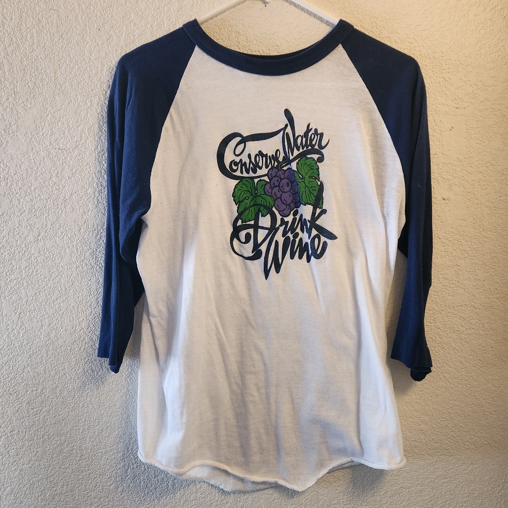 VTG 70s 80s 90s Conserve Water Drink Wine Alcohol Grape Thin Shirt XL. Worn Once
